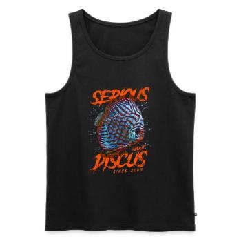 Ernsthaft in Sachen Diskusfisch seit 2005 - Männer Premium Bio Tank Top - Schwarz - Vorne - AI Model Male 178 light (178cm)
