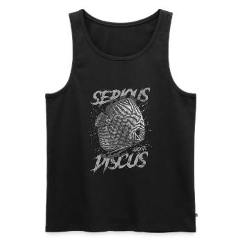 Sérieux au sujet du discus aquariophile gardien de discus - Débardeur bio Premium Homme - noir - Devant - Michal (187cm)