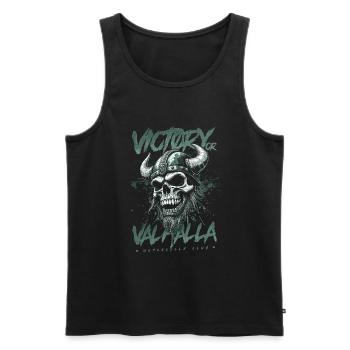 Motorrad Nordische Wikinger Sieg Oder Walhalla - Männer Premium Bio Tank Top - Schwarz - Vorne - Michal (187cm)