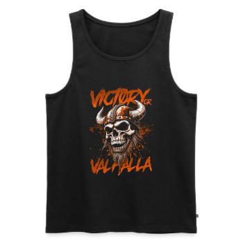 Norse Viking Victory Or Valhalla - Men's Premium Organic Tank Top - black - Front - Michal (187cm)