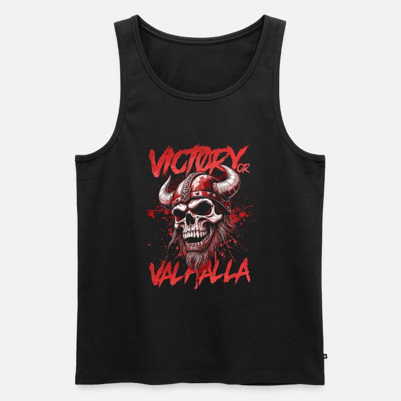 Nordischer Wikingersieg oder Walhalla - Männer Premium Bio Tank Top - Schwarz