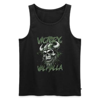 Norse Viking Victory Or Valhalla - Men's Premium Organic Tank Top - black - Front - Michal (187cm)