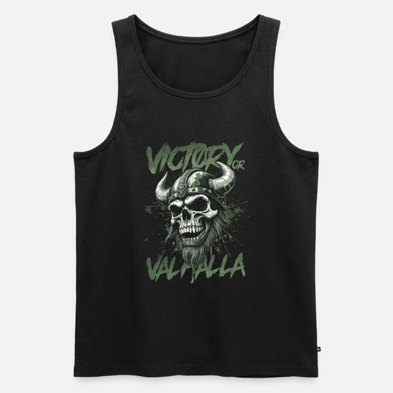 Nordischer Wikingersieg oder Walhalla - Männer Premium Bio Tank Top - Schwarz