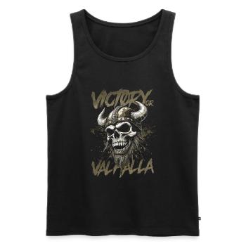 Norse Viking Victory Or Valhalla - Men's Premium Organic Tank Top - black - Front - Michal (187cm)