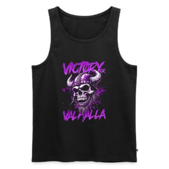 Norse Viking Victory Or Valhalla - Men's Premium Organic Tank Top - black - Front - Michal (187cm)