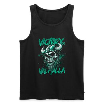 Norse Viking Victory Or Valhalla - Men's Premium Organic Tank Top - black - Front - Michal (187cm)