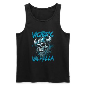 Norse Viking Victory Or Valhalla - Men's Premium Organic Tank Top - black - Front - Michal (187cm)