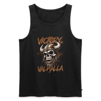 Norse Viking Victory Or Valhalla - Men's Premium Organic Tank Top - black - Front - Michal (187cm)