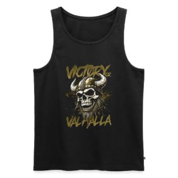 Norse Viking Victory Or Valhalla - Men's Premium Organic Tank Top - black - Front - Michal (187cm)