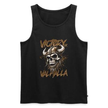 Norse Viking Victory Or Valhalla - Men's Premium Organic Tank Top - black - Front - Michal (187cm)