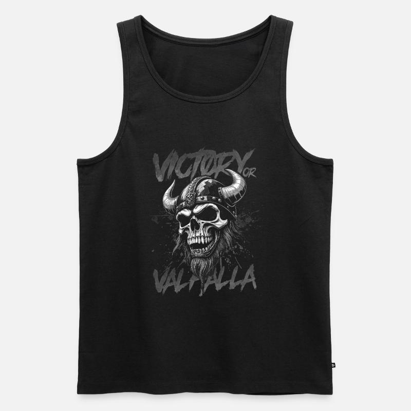 Nordischer Wikingersieg oder Walhalla - Männer Premium Bio Tank Top - Schwarz