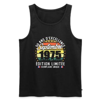 September 1975 Vintage 50 Year Anniversary Gift - Men's Premium Organic Tank Top - black - Front - Michal (187cm)