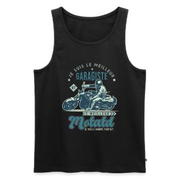 Motard le meilleur garagiste cadeau cool - Débardeur bio Premium Homme - noir - Devant - AI Model Male 178 light (178cm)
