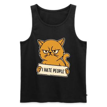 Je déteste les gens Chat antisocial - Débardeur bio Premium Homme - noir - Devant - Michal (187cm)