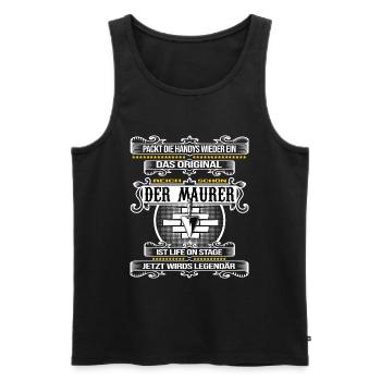 Maurer mauert mit Mörtel Maurerkelle - Männer Premium Bio Tank Top - Schwarz - Vorne - Michal (187cm)