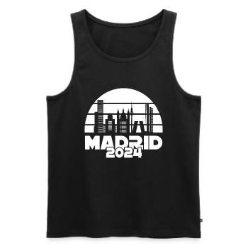 Madrid 2024 Skyline T-Shirt: Urban Elegance - Men's Premium Organic Tank Top - black - Front - AI Model Male 178 light (178cm)