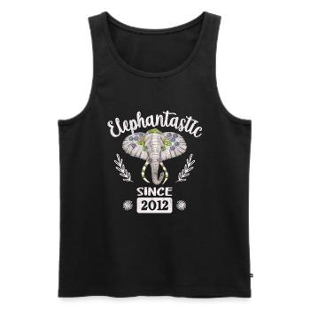 Elephantastic since 2012, elephant head adorned - Men's Premium Organic Tank Top - black - Front - AI Model Male 178 light (178cm)