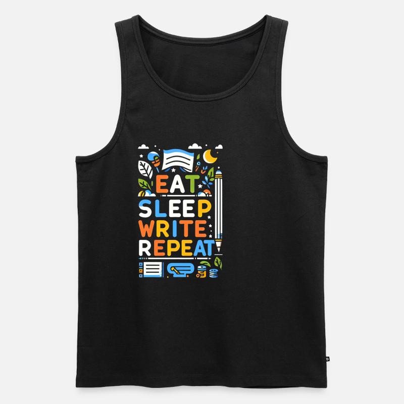 Eat Sleep Write Repeat 5 - Männer Premium Bio Tank Top - Schwarz
