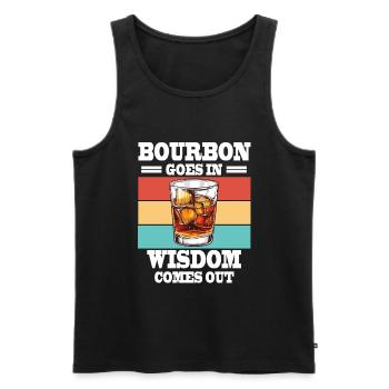 Bourbon Goes In Wisdom Comes Out Lustiges Whiskey - Männer Premium Bio Tank Top - Schwarz - Vorne - Michal (187cm)