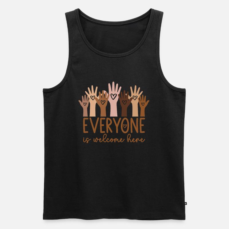 Everyone is welcome here - Männer Premium Bio Tank Top - Schwarz