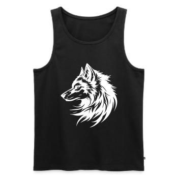 Wolf Kopf Tier Symbol - Männer Premium Bio Tank Top - Schwarz - Vorne - AI Model Male 178 light (178cm)