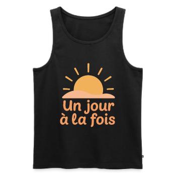 Un jour à la fois Humour Soleil - Débardeur bio Premium Homme - noir - Devant - Michal (187cm)