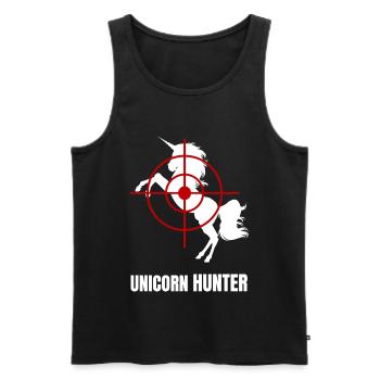 Unicorn hunter - Anti Einhorn Chasseur - Débardeur bio Premium Homme - noir - Devant - AI Model Male 178 light (178cm)