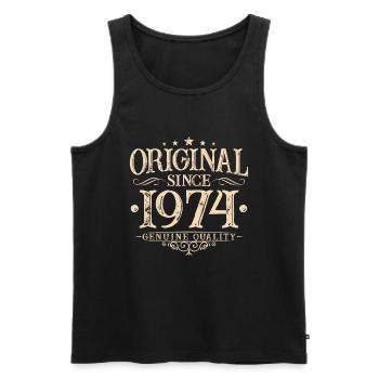 Original depuis 1974 Vintage Vintage anniversaire - Débardeur bio Premium Homme - noir - Devant - Michal (187cm)