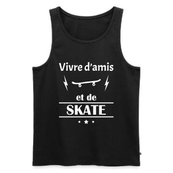 Vivre d'amis et de skate, fête des pères, noël - Débardeur bio Premium Homme - noir - Devant - Michal (187cm)