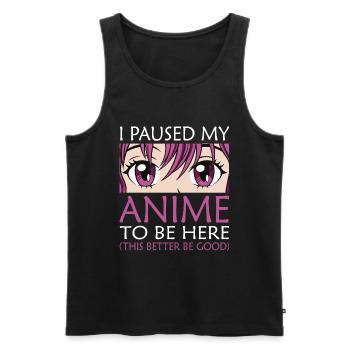 I paused my Anime - Men's Premium Organic Tank Top - black - Front - AI Model Male 178 light (178cm)