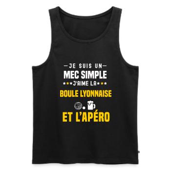 apéro boule lyonnaise mec simple - Débardeur bio Premium Homme - noir - Devant - Michal (187cm)