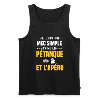 apéro pétanque mec simple - Débardeur bio Premium Homme - noir - Devant - AI Model Male 178 light (178cm)