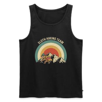Sloth Hiking Team - Men's Premium Organic Tank Top - black - Front - AI Model Male 178 light (178cm)