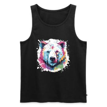 Polar Bear Animal Pop Art Head Polar Bear - Men's Premium Organic Tank Top - black - Front - Michal (187cm)