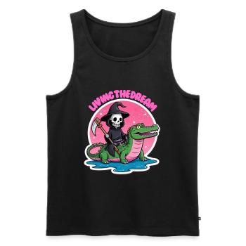 Living the dream - Men's Premium Organic Tank Top - black - Front - AI Model Male 178 light (178cm)