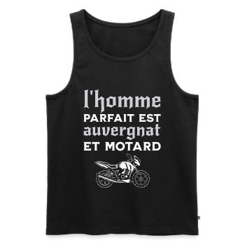 L'Homme Parfait Est Auvergnat Motard - Débardeur bio Premium Homme - noir - Devant - AI Model Male 178 light (178cm)
