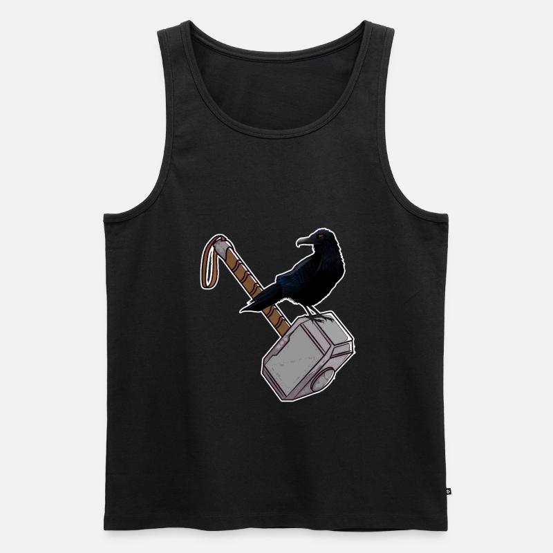 Thor Hammer Mjölnir Rabe - Männer Premium Bio Tank Top - Schwarz