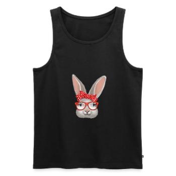 Visage de lapin mignon design rétro lapin vintage - Débardeur bio Premium Homme - noir - Devant - Michal (187cm)