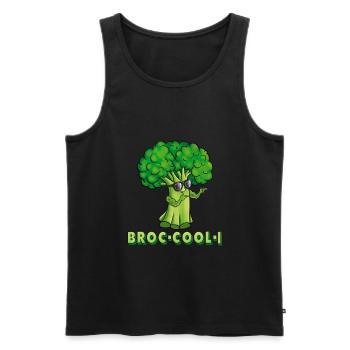 Bro-COOL-i funny broccoli t-shirt - Men's Premium Organic Tank Top - black - Front - Michal (187cm)