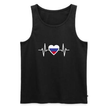 Russie battement de coeur drapeau battement de coeur Russie - Débardeur bio Premium Homme - noir - Devant - Michal (187cm)