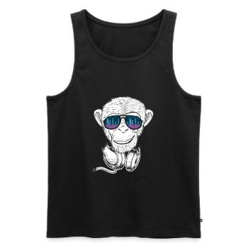 Monkey with equalizer glasses Monkey Music & Party - Men's Premium Organic Tank Top - black - Front - AI Model Male 178 light (178cm)