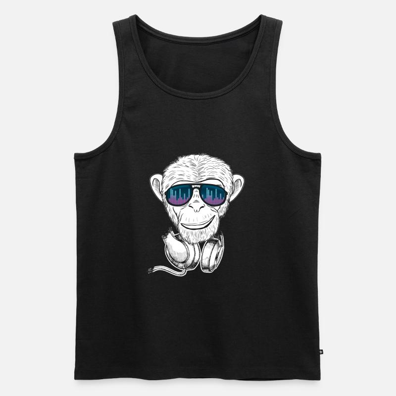 Affe mit Equalizer Brille Monkey Musik & Party - Männer Premium Bio Tank Top - Schwarz