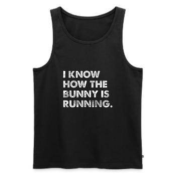 I Know How The Is Running Hasen Denglisch T-Shirt - Débardeur bio Premium Homme - noir - Devant - Michal (187cm)