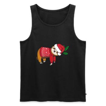 Faultier mit Weihnachtssweater Frohe Weihnachten - Männer Premium Bio Tank Top - Schwarz - Vorne - AI Model Male 178 light (178cm)