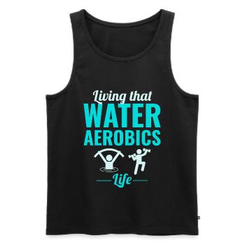 Aquagym Fitness aquatique Aqua Exercice - Débardeur bio Premium Homme - noir - Devant - AI Model Male 178 light (178cm)