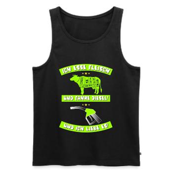 ICH ESSE FLEISCH und fahre Diesel und ich liebe es - Männer Premium Bio Tank Top - Schwarz - Vorne - Michal (187cm)