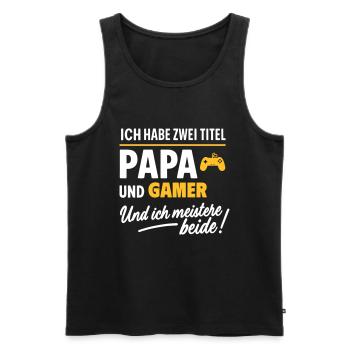 Papa und Gamer Vatertag - Männer Premium Bio Tank Top - Schwarz - Vorne - Michal (187cm)