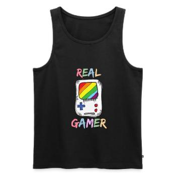 Game Boy Real Gamer F089 - Débardeur bio Premium Homme - noir - Devant - Michal (187cm)
