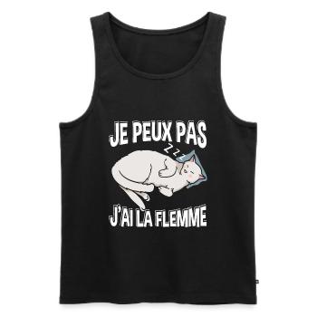 Je Peux Pas J'Ai La Flemme Chat Sieste - Débardeur bio Premium Homme - noir - Devant - Michal (187cm)