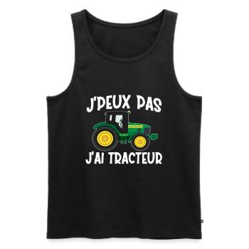 Je Peux Pas J'Ai Tracteur - Débardeur bio Premium Homme - noir - Devant - Michal (187cm)